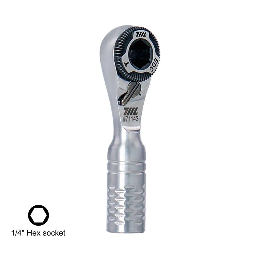 Front view of the 711L Mini Ratchet Wrench TG on a white background, showing the ratchet head and diamond‑cut bit holder
